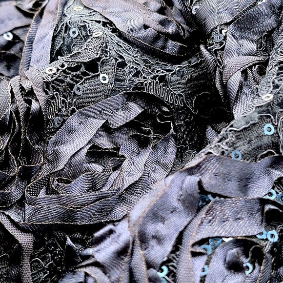 Alex Evenings Womens Navy Blue Lace Sequin Floral Midi Dress Size 14W - Picture 8 of 15